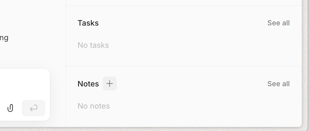 Notes section with plus button to create notes