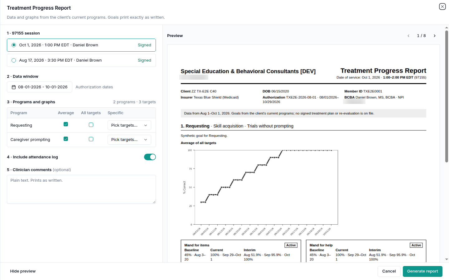 Generating the progress report