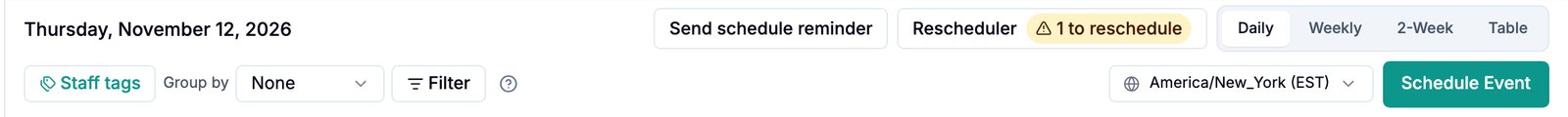 Rescheduler button showing how many sessions need cover