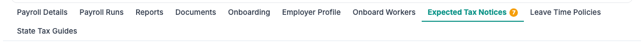 The Payroll page tabs.
