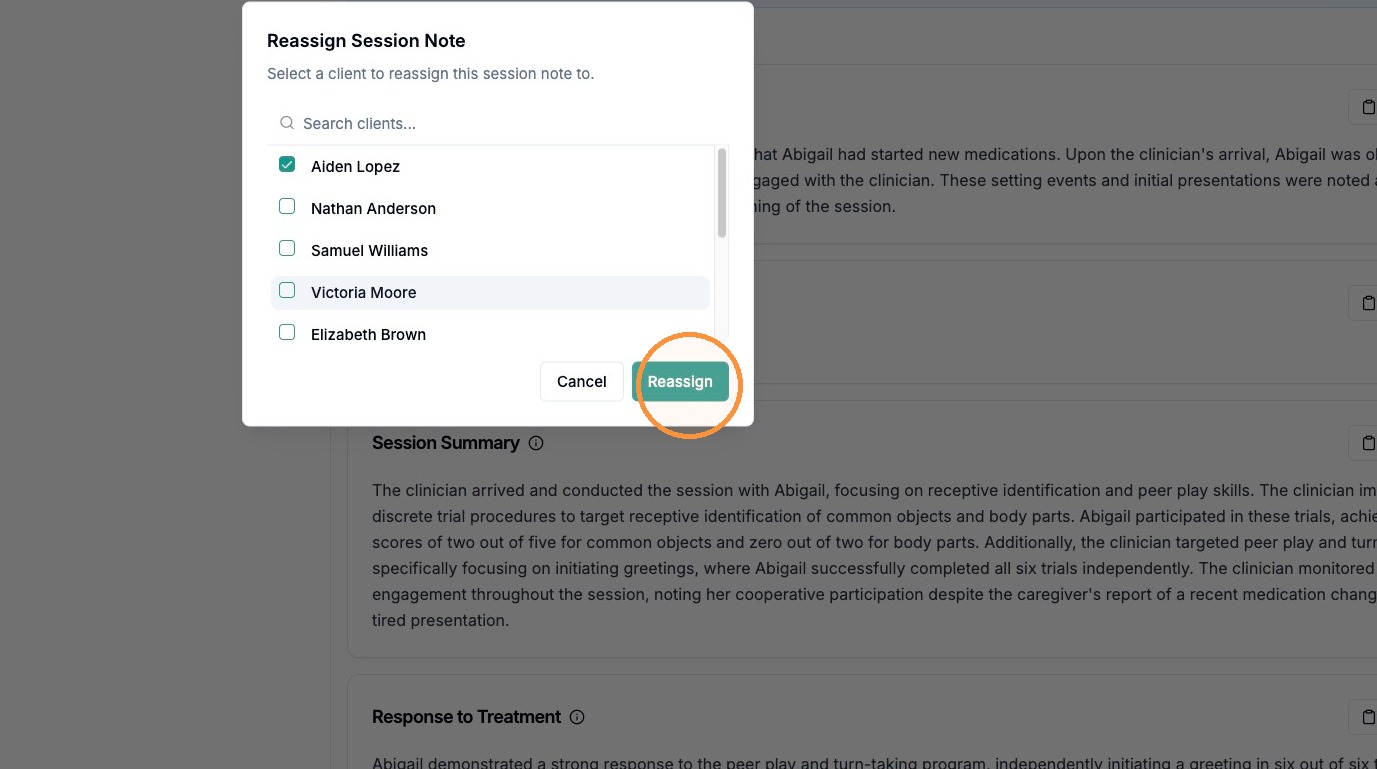 Click Reassign to confirm