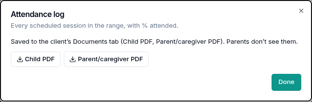 After generating, the logs are saved to Documents and hidden from parents