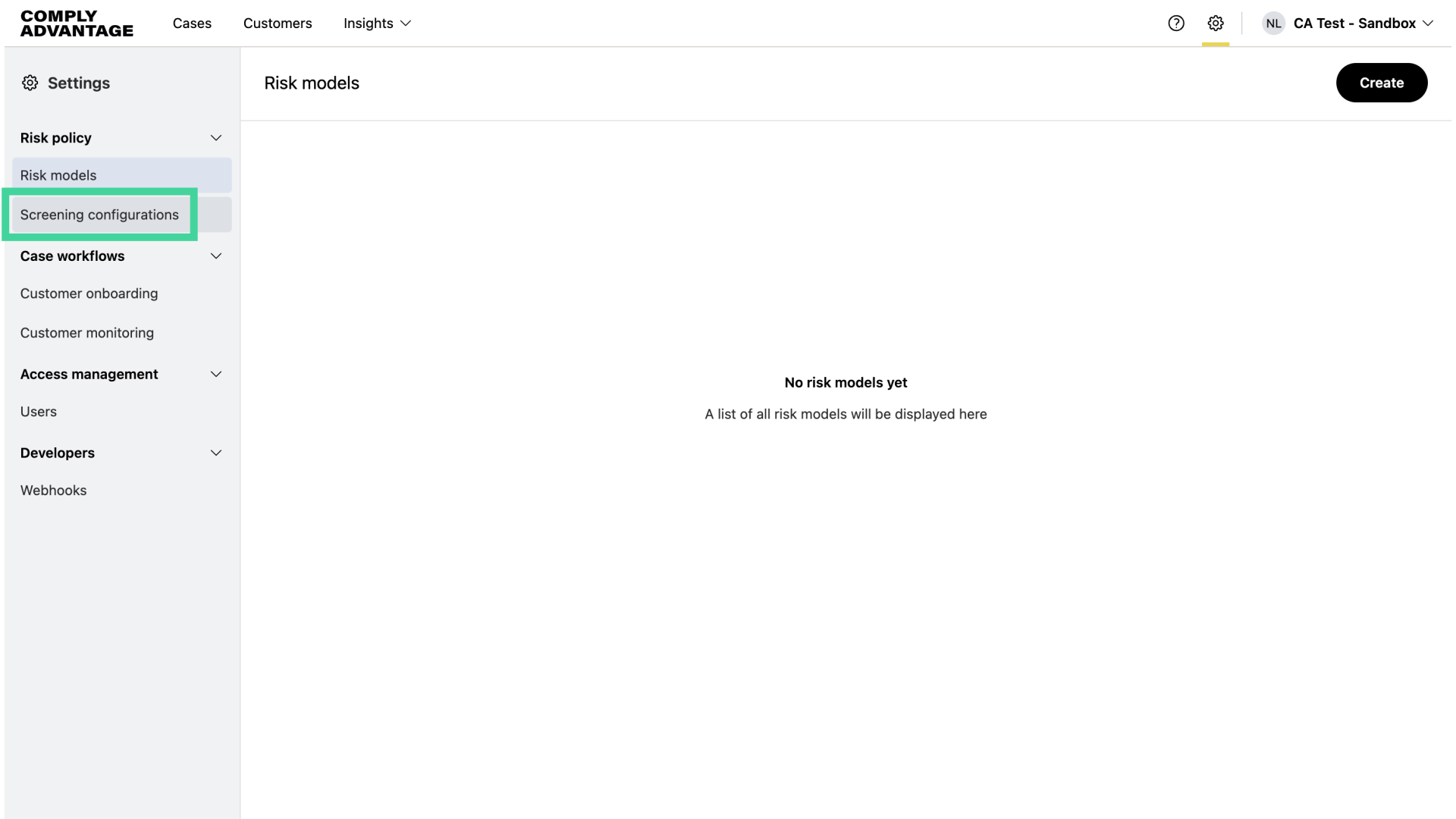 Click 'Screening configurations'