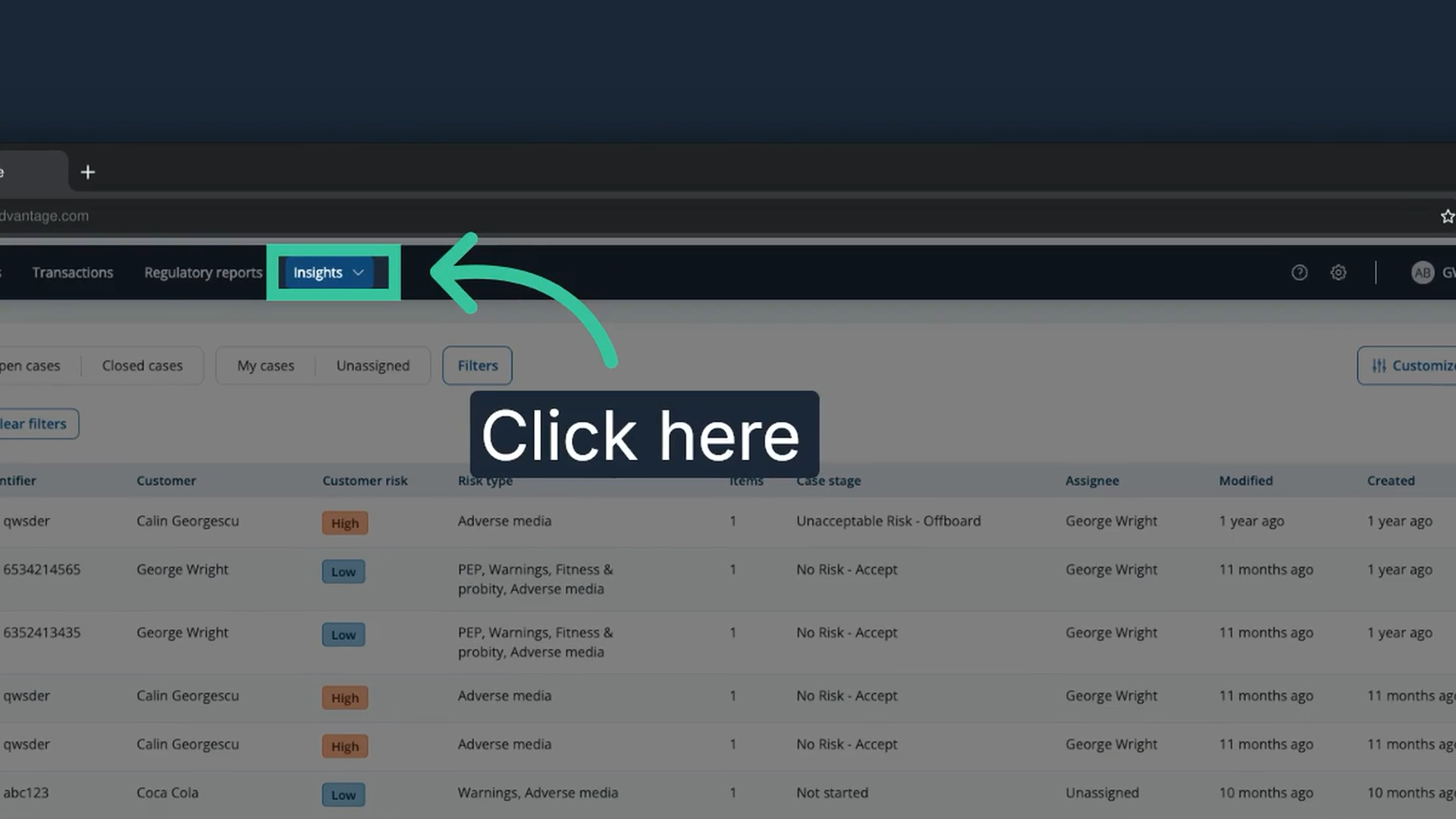 The Mesh navigation with the Insights menu highlighted
