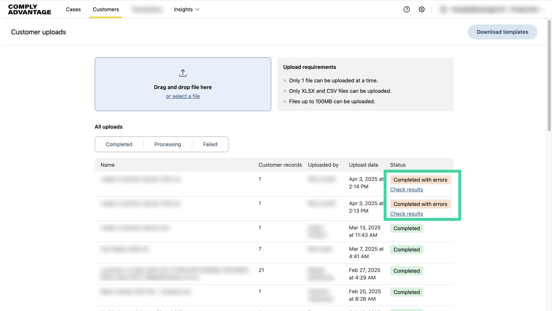 Completed with errors