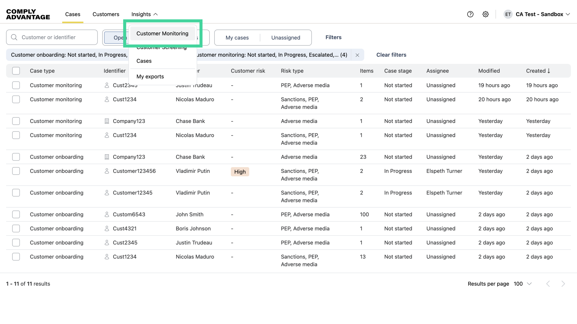 Click 'Customer Monitoring'