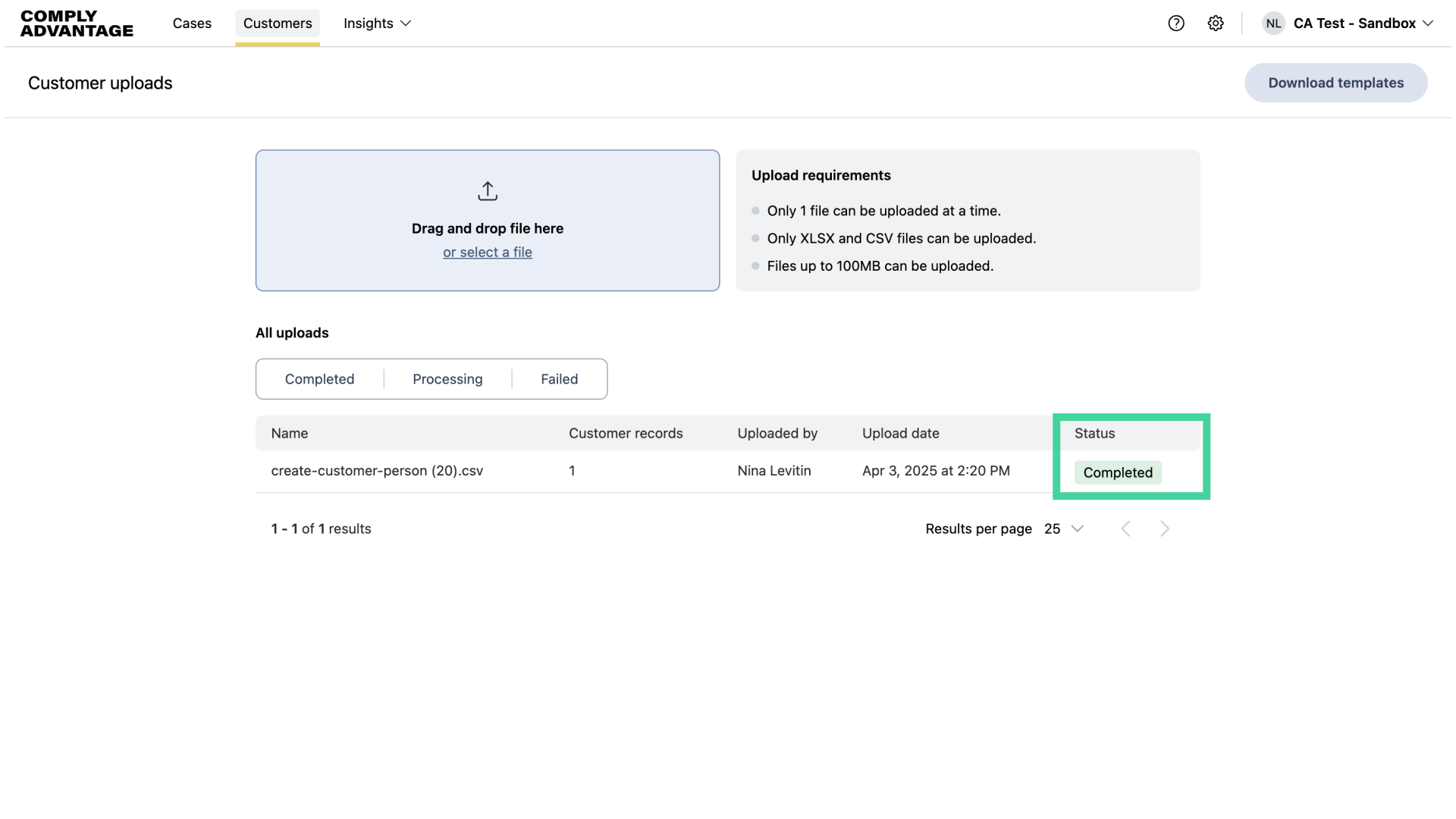 Successful file upload