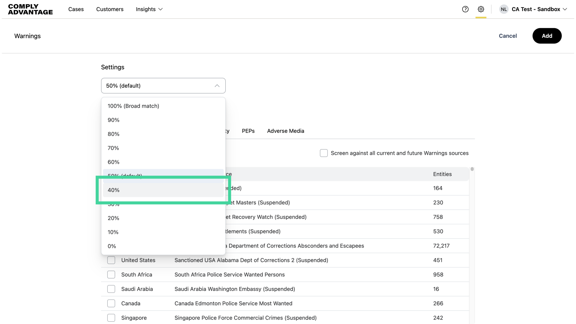Select desired fuzziness