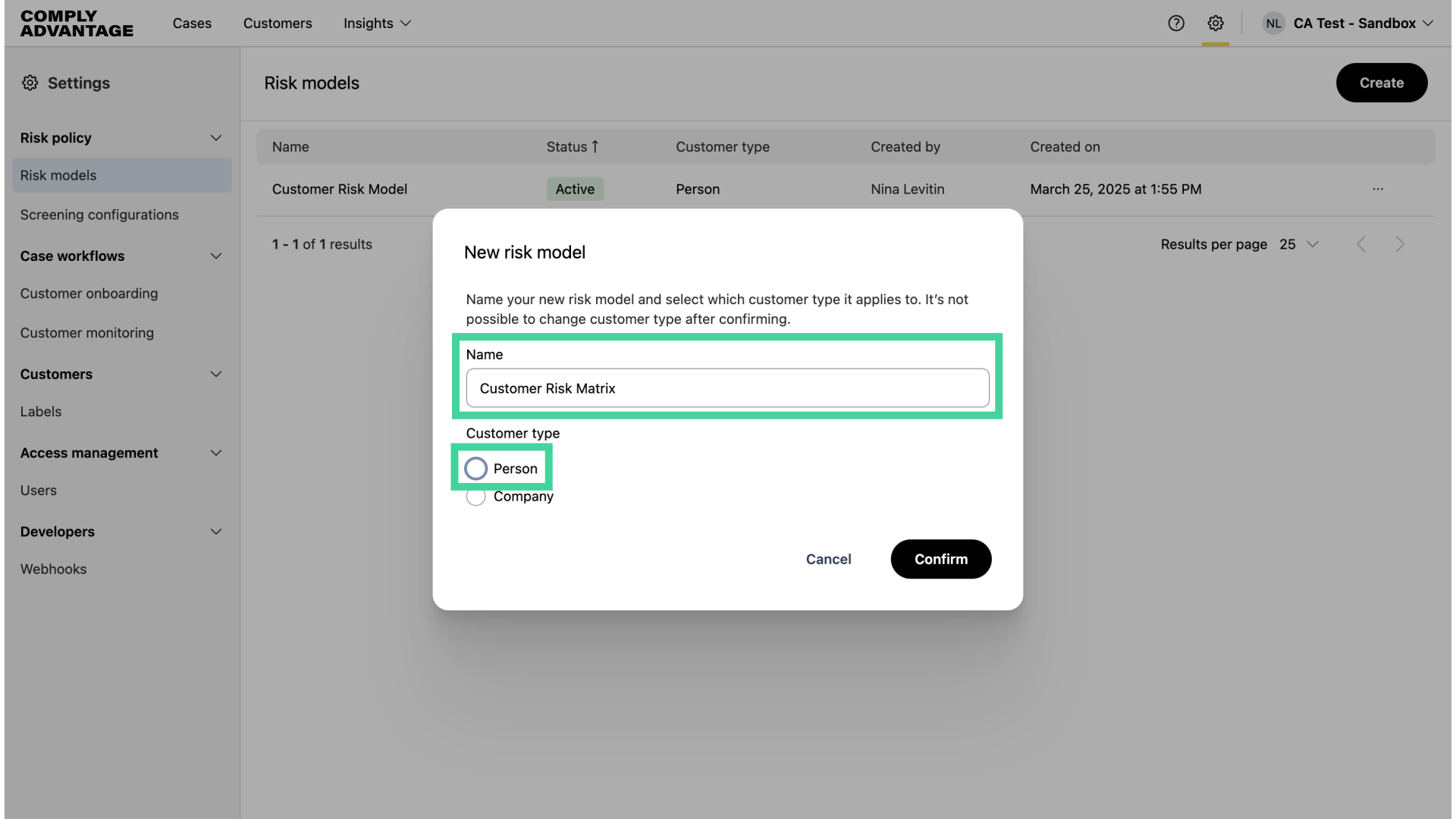 Add Name and Customer type