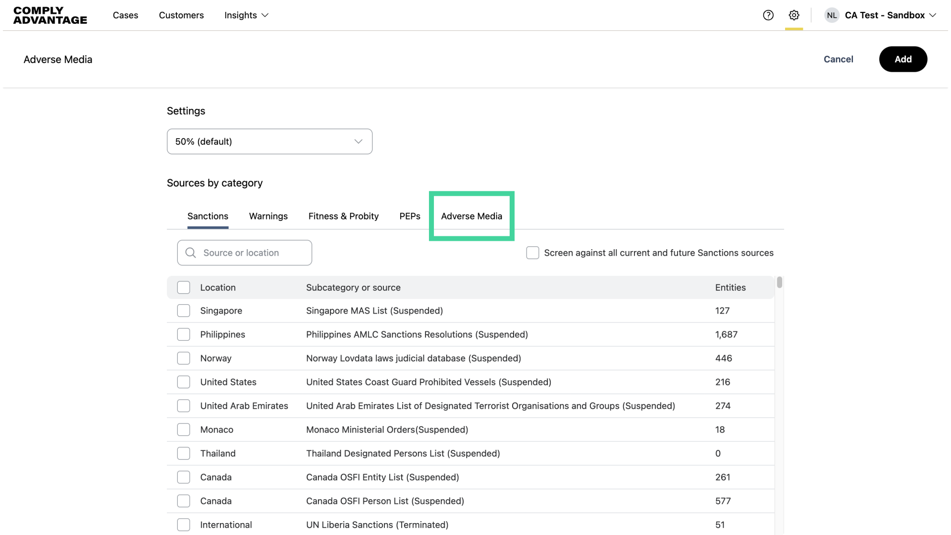 Click 'Adverse Media'