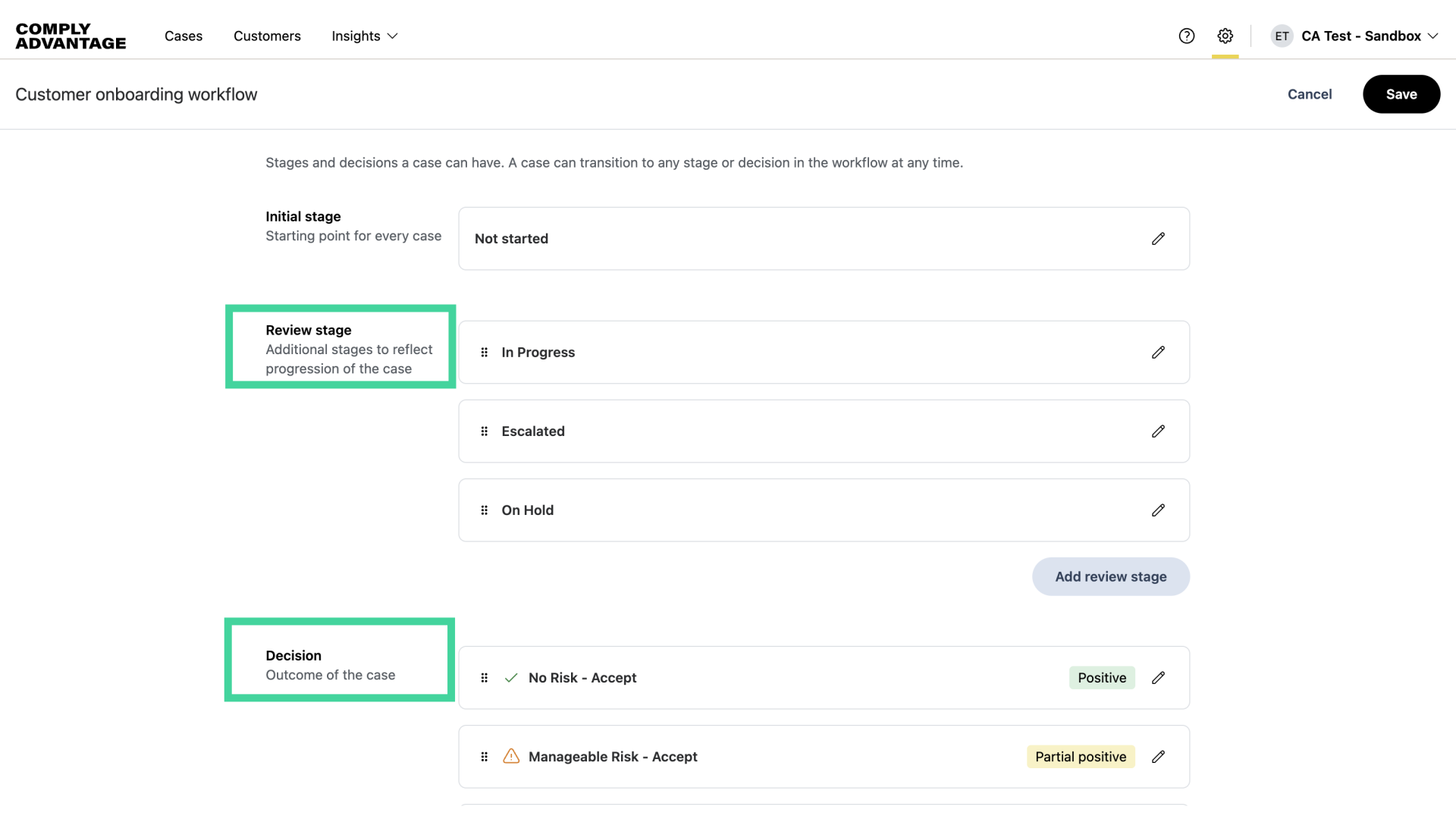 Modifying the Review and Decision stages