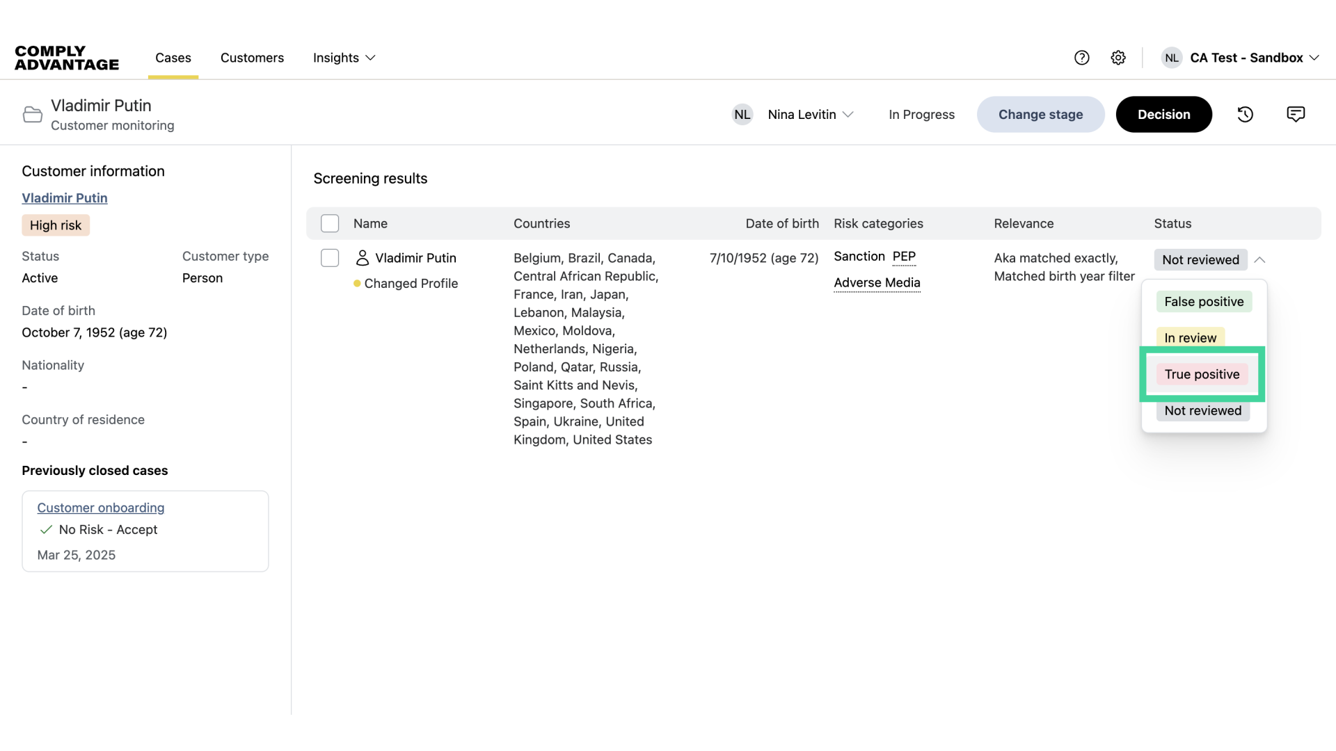 Select match status.