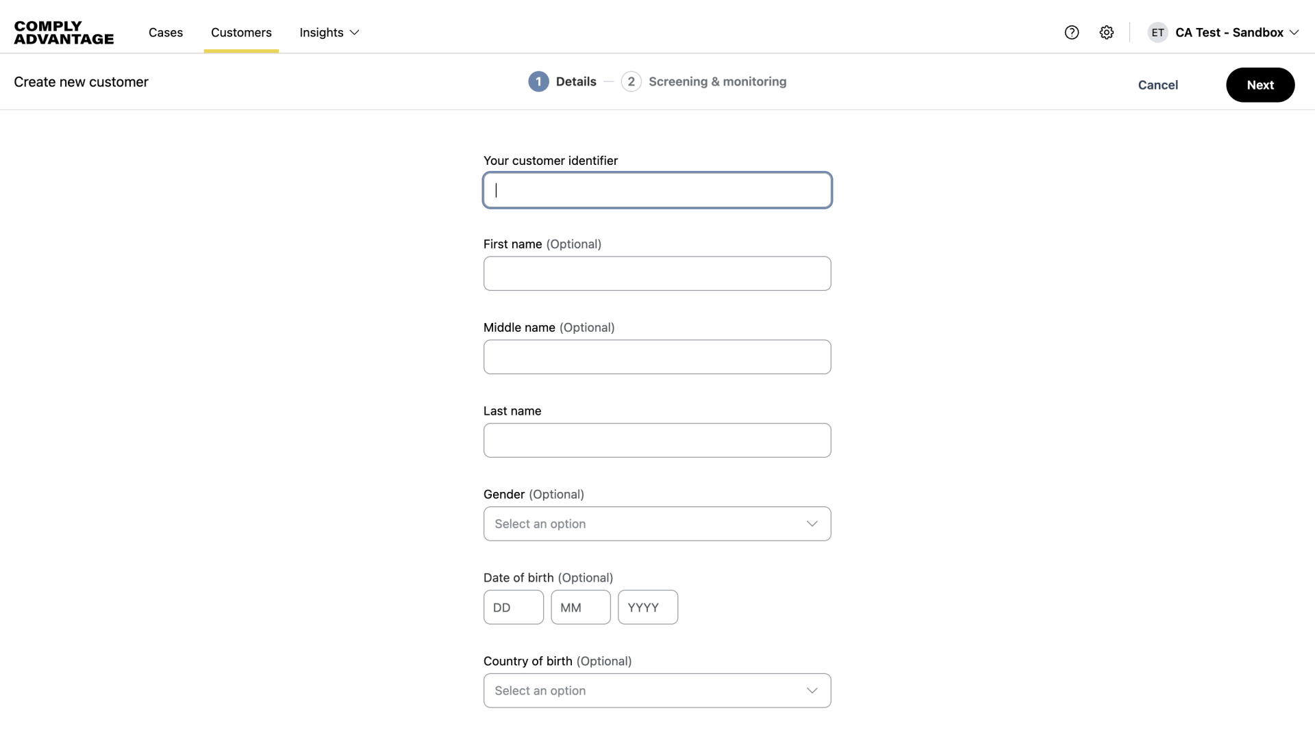 See example of form.