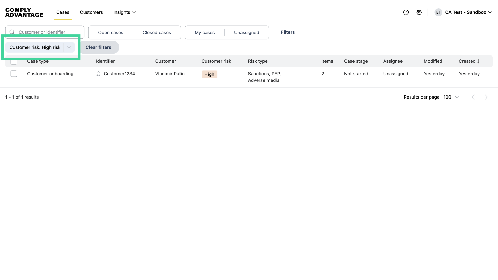 View pills for applied filters