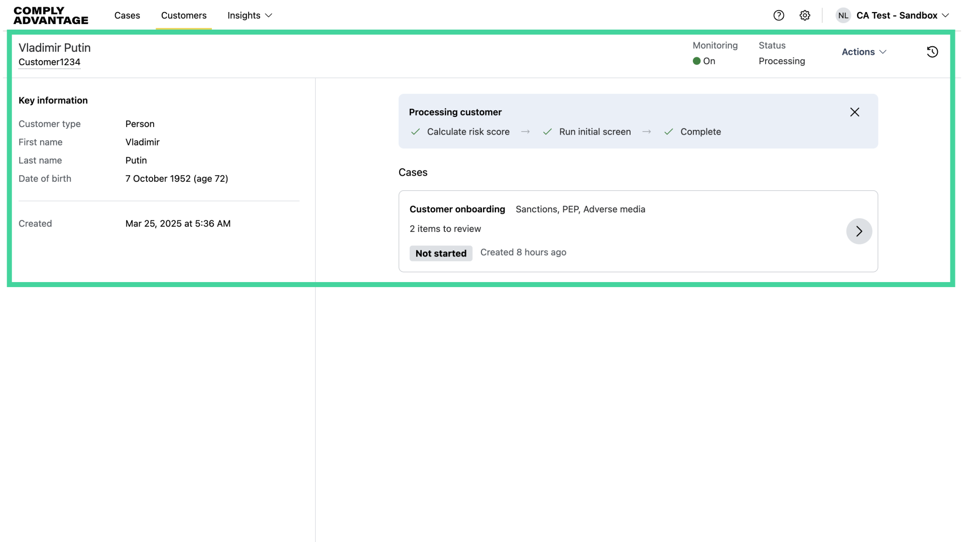 View customer details