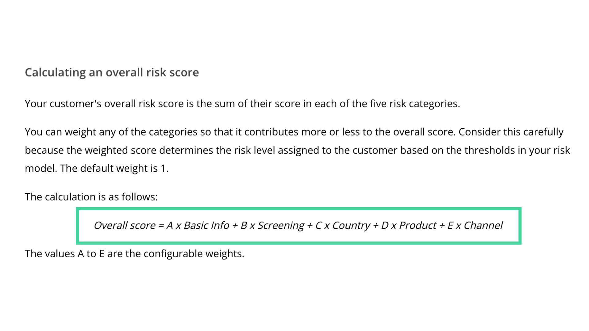 Calculating overall risk score