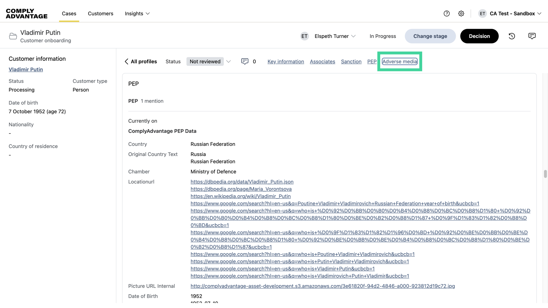 Click 'Adverse media'
