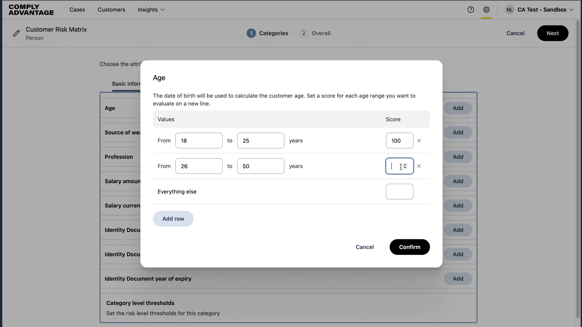 Add values and score