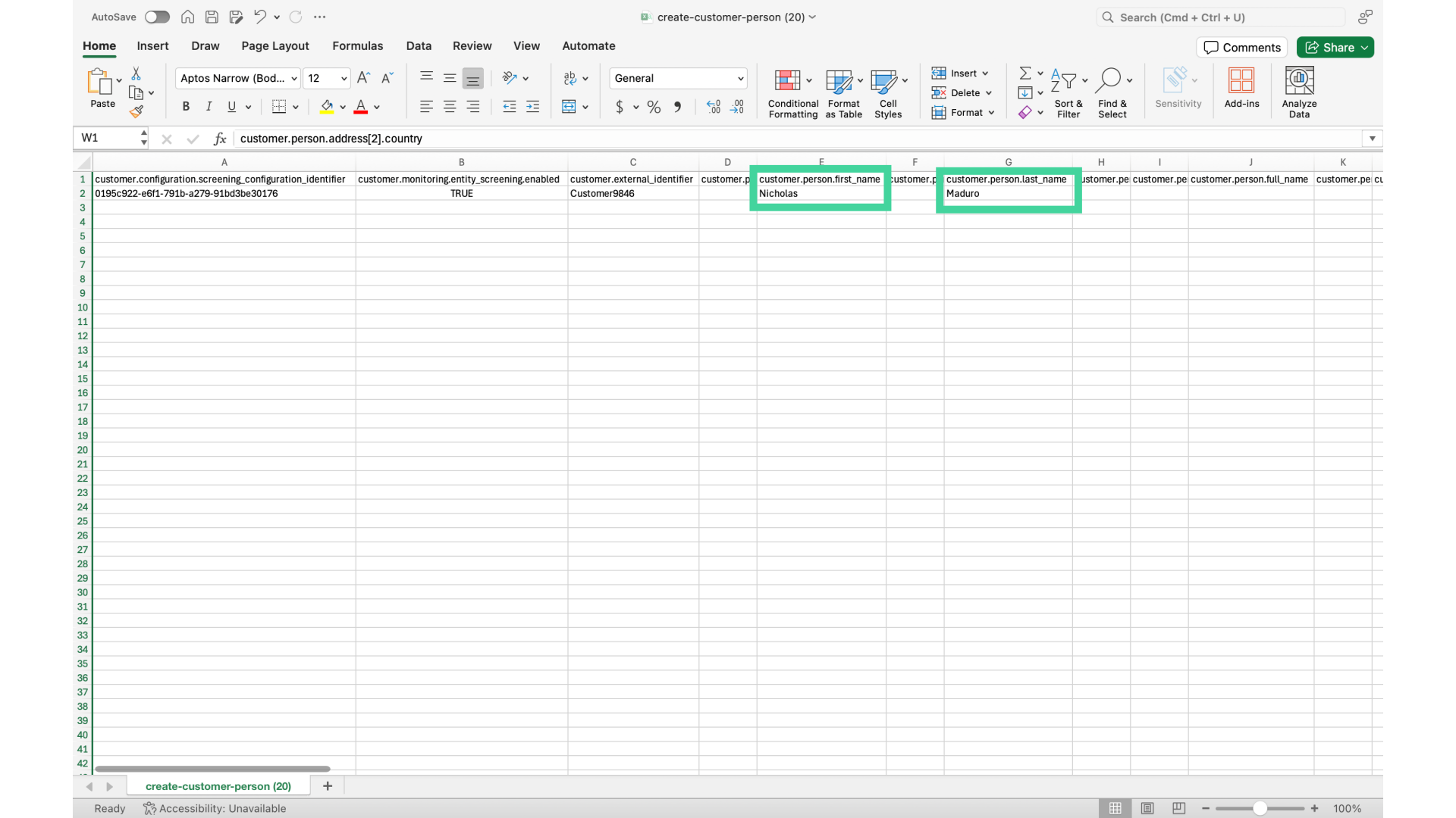Mandatory fields: Customer name