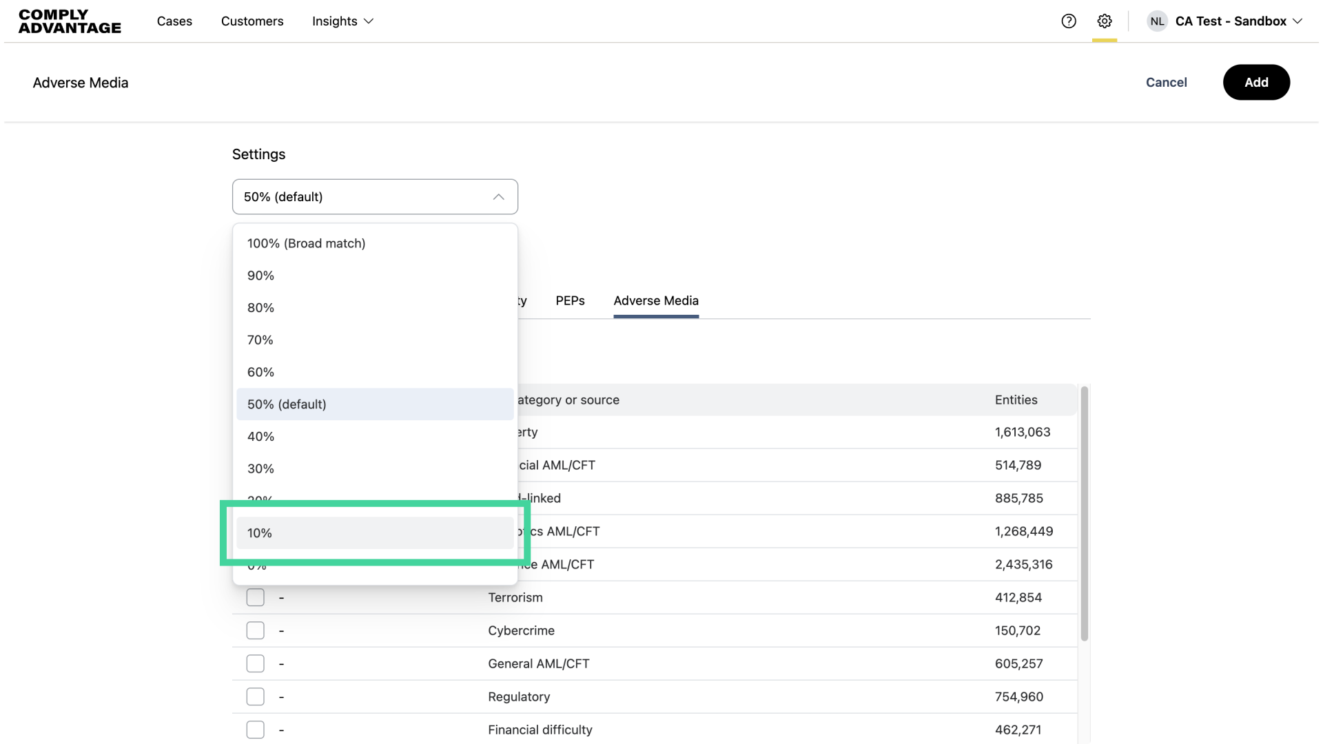 Select desired fuzziness