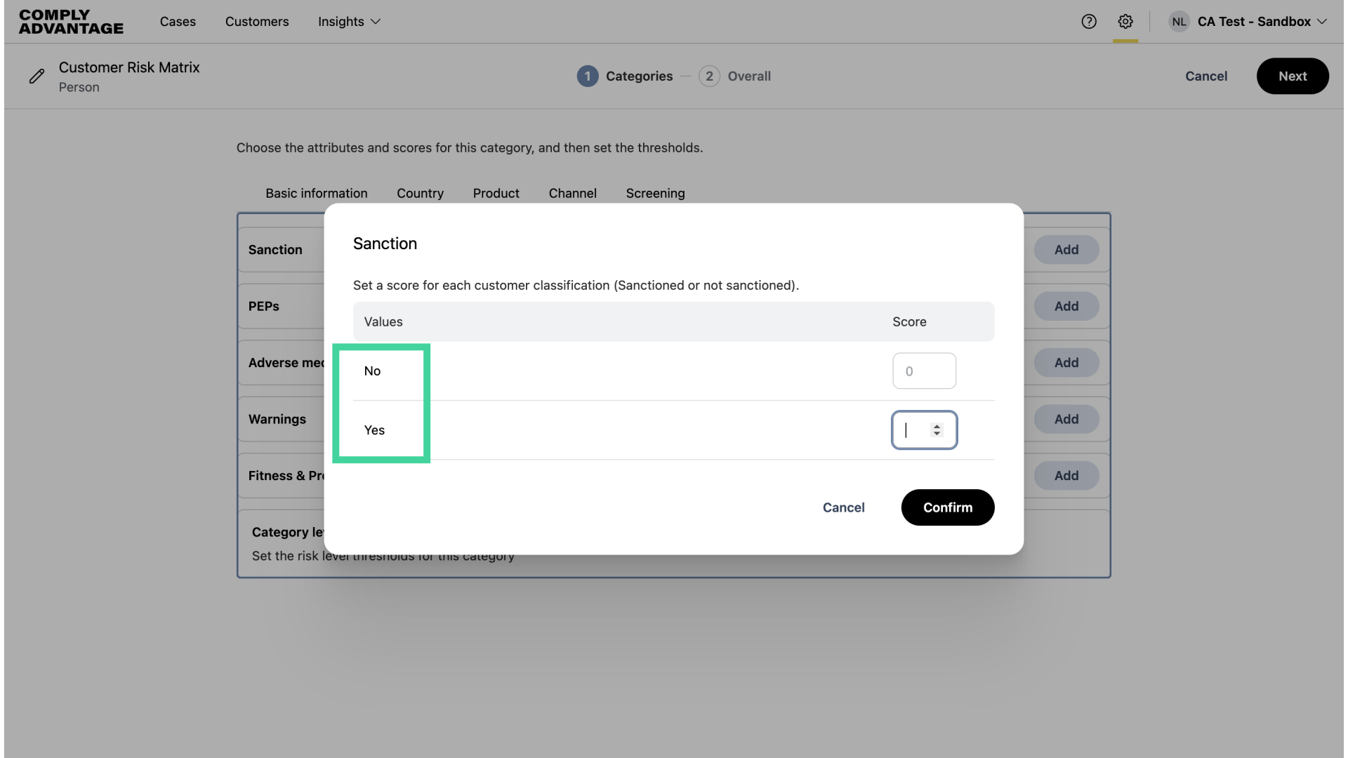 Adding attributes to the Screening category