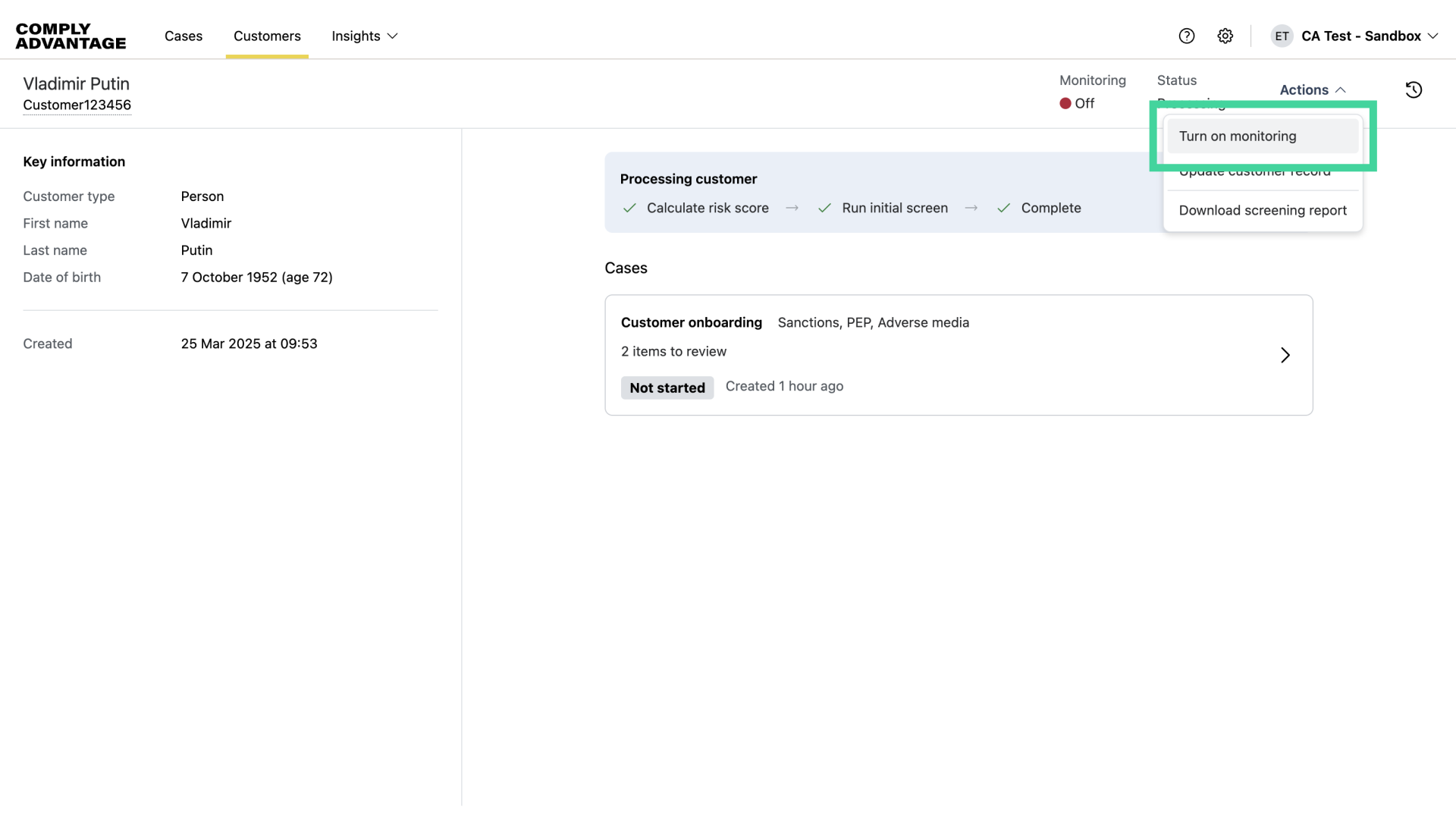 Click 'Turn on monitoring'
