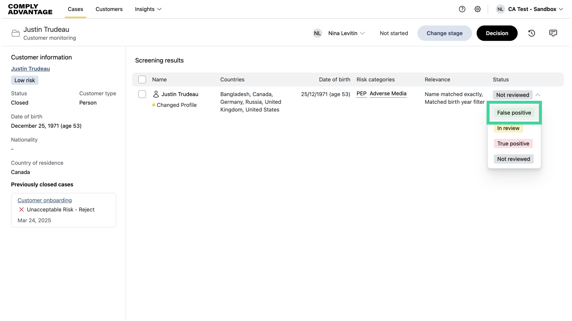 Click 'False positive'