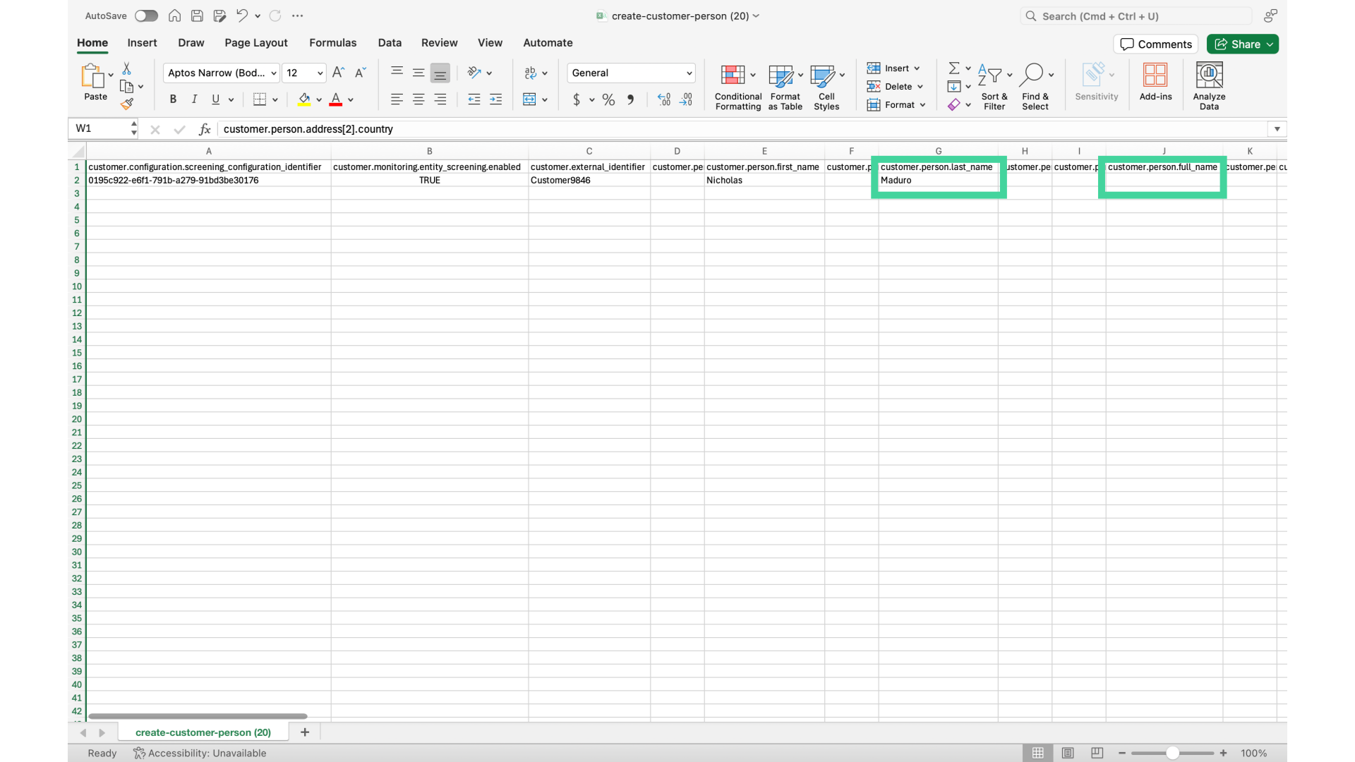 Mandatory fields: Customer name