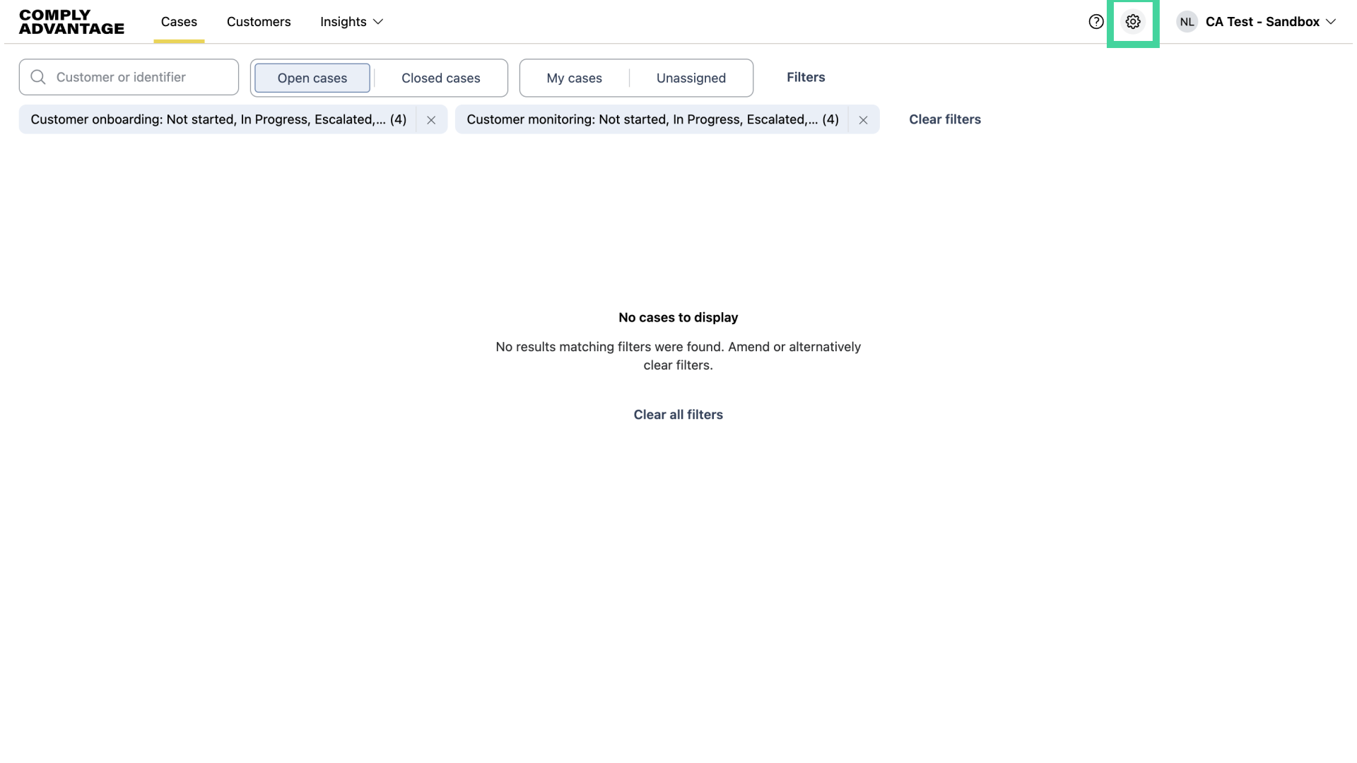 Click on the 'Settings' icon