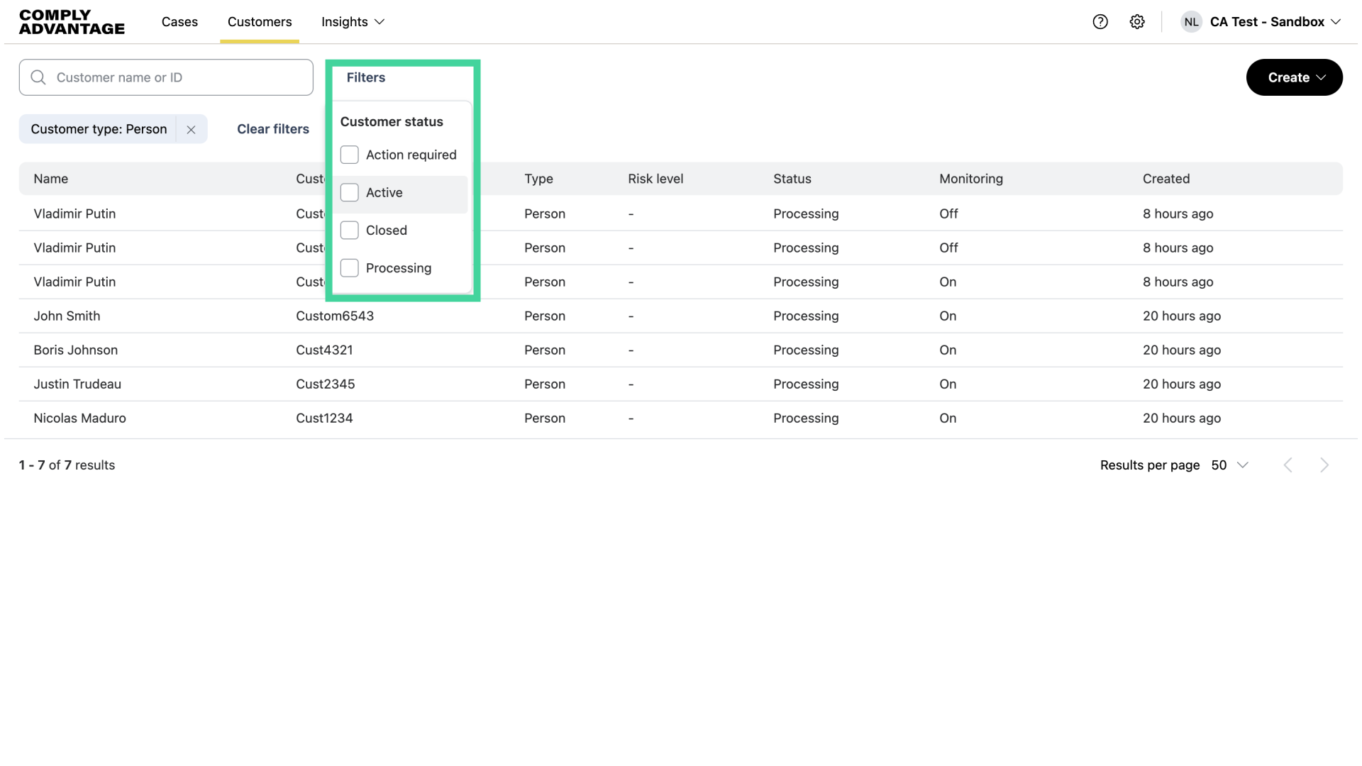 Select desired filter