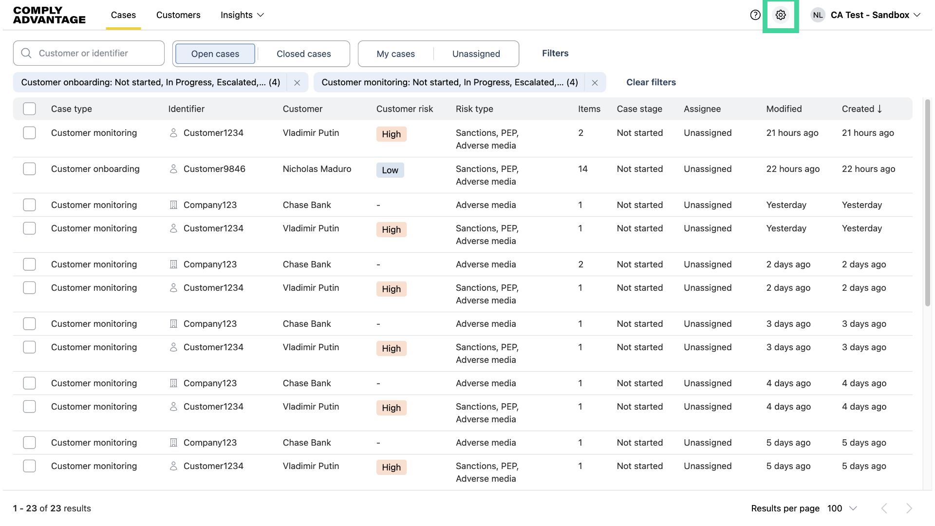 Access the risk models page