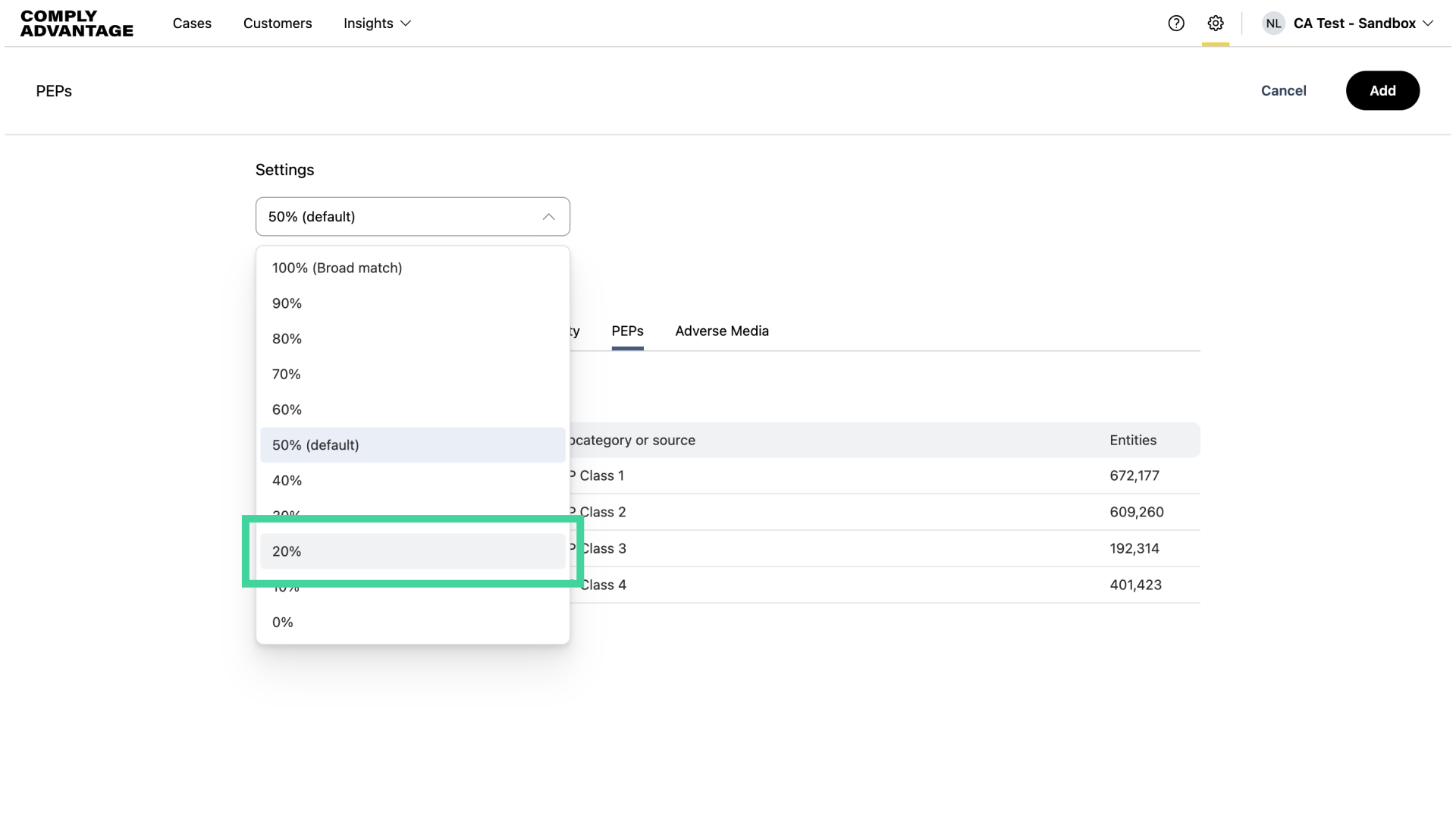 Select desired fuzziness
