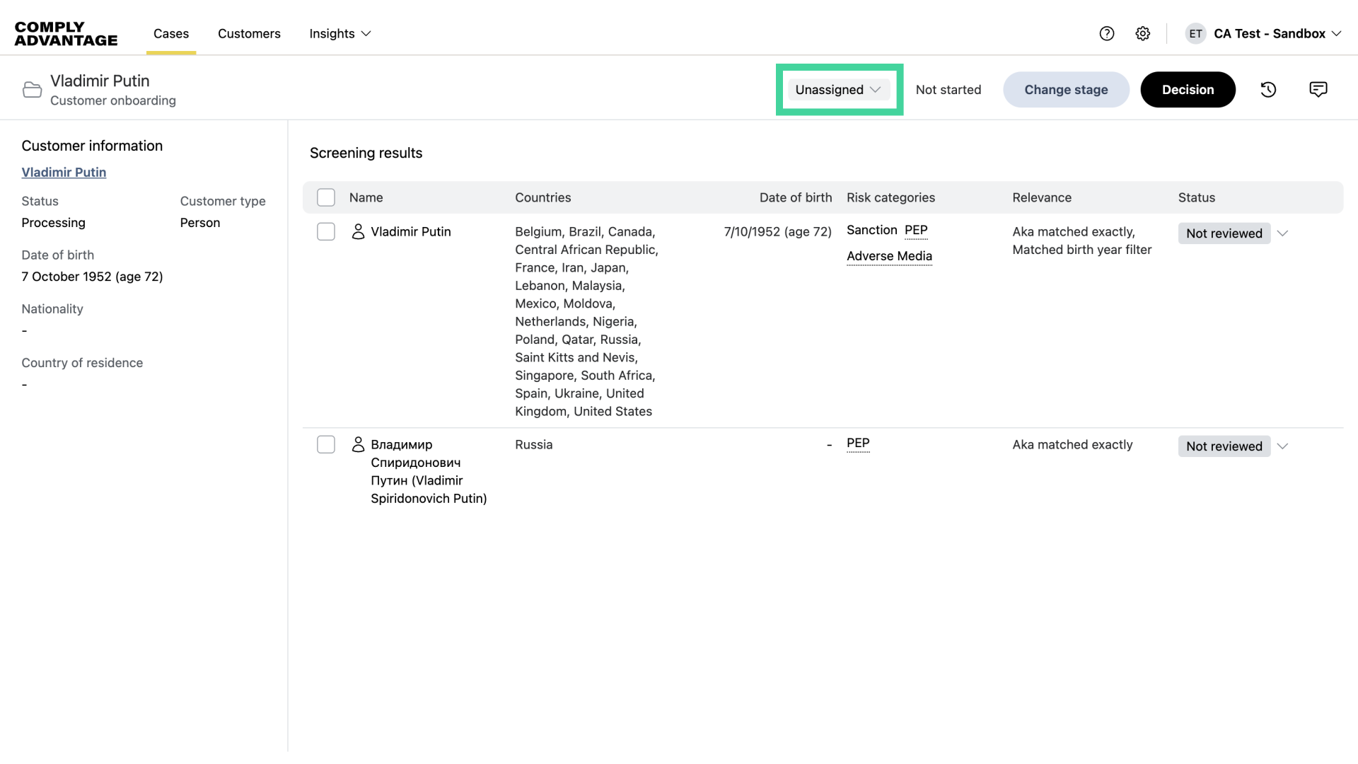 Assign a user to the case
