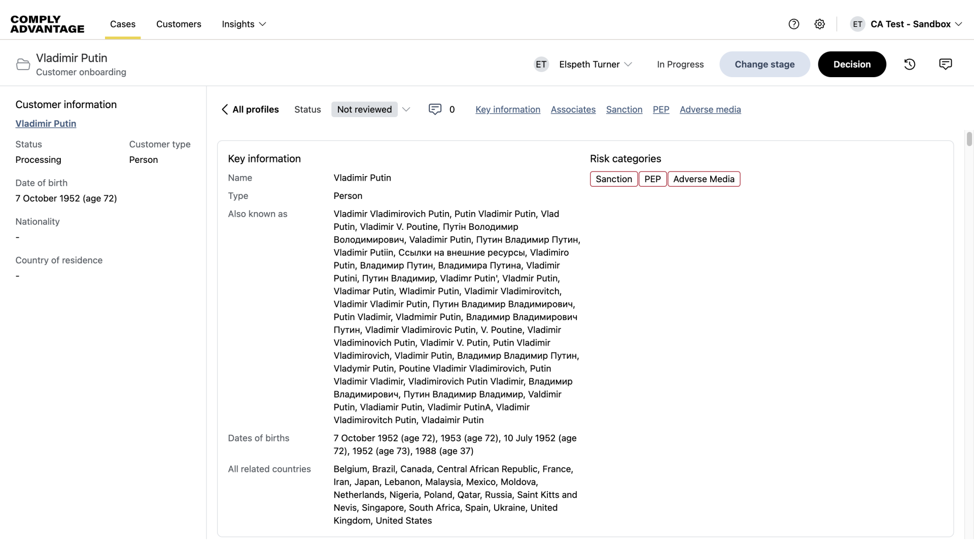 Review profile details