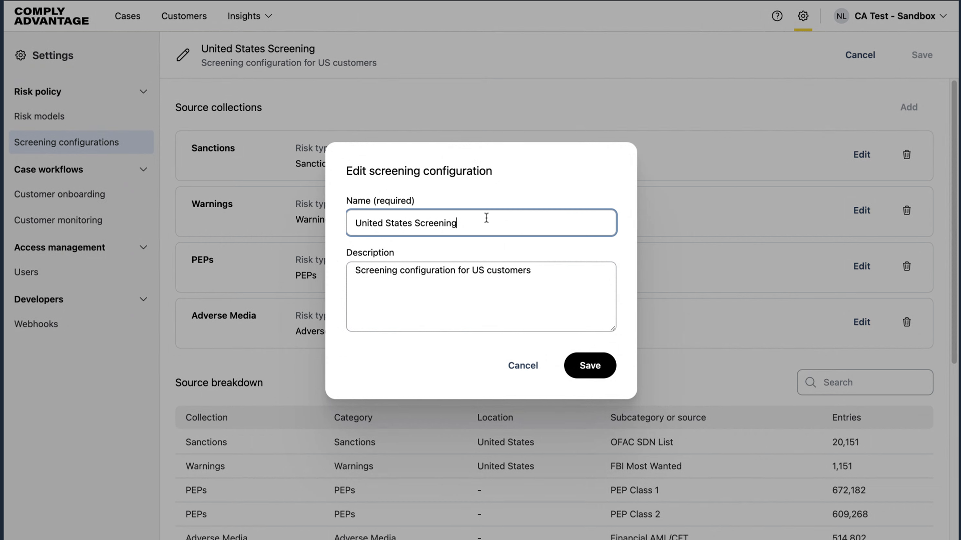 Edit the title of your Screening Configuration