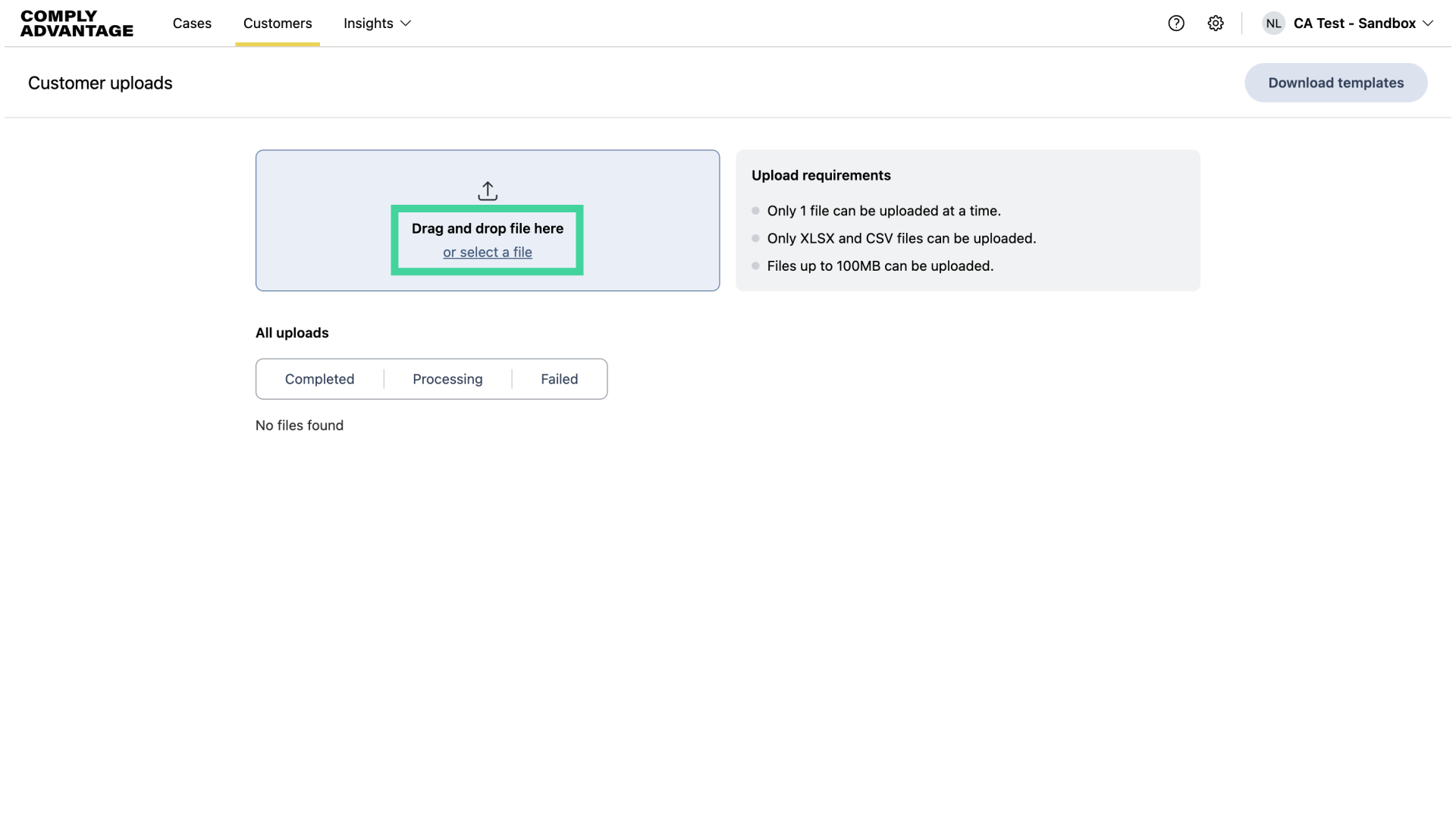 Drag and drop or select here