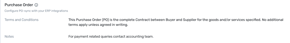 Purchase Order settings