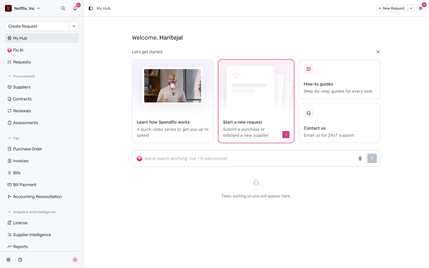 My Hub before you have any activity, showing the Let's get started panel