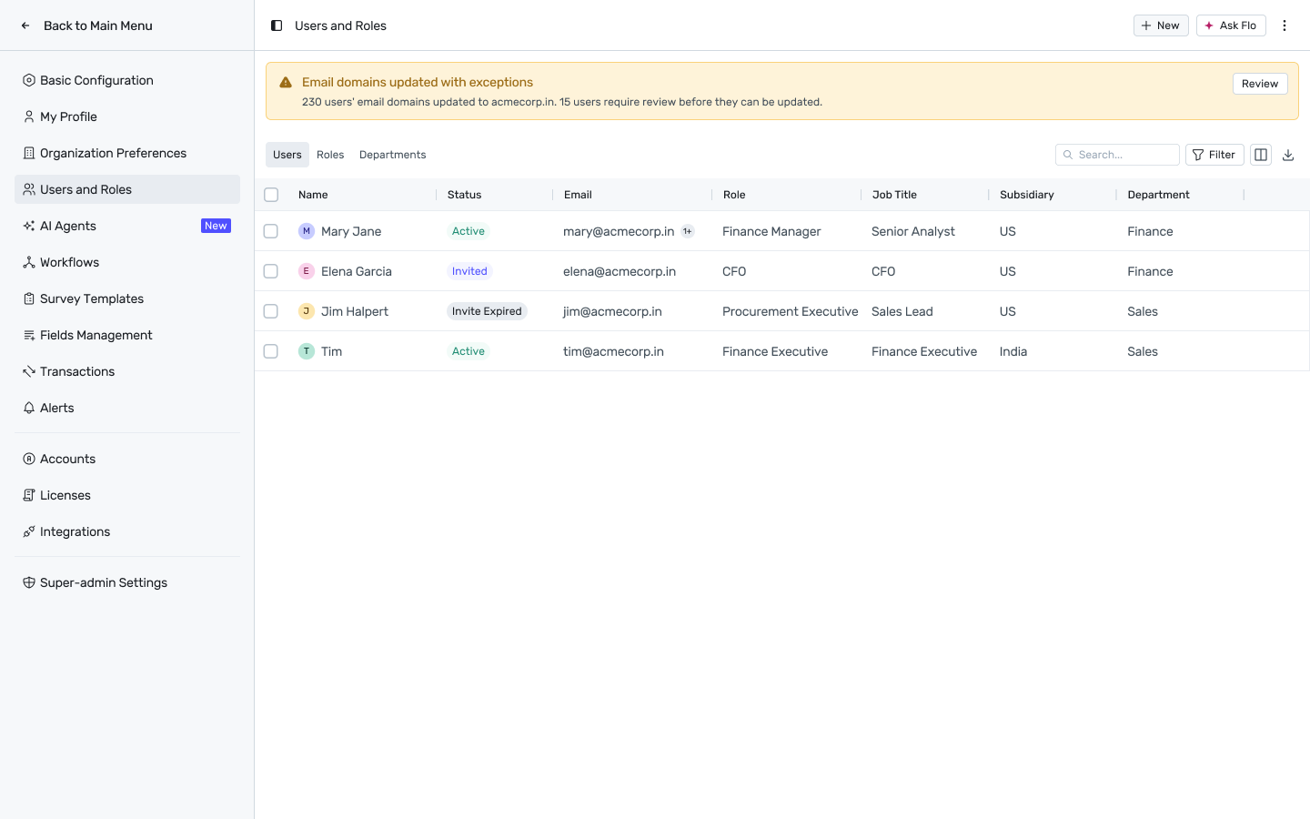 Email domains updated with exceptions banner