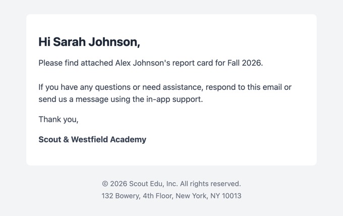 Report card email