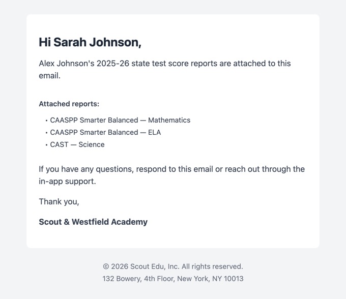 State test reports email