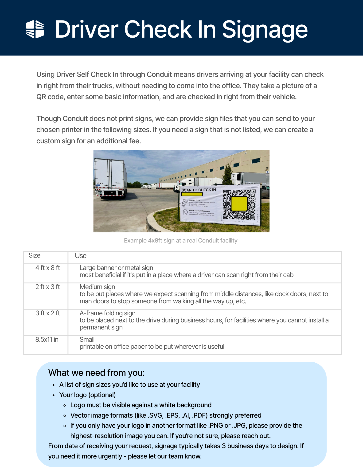 QR Code Signage for Drivers