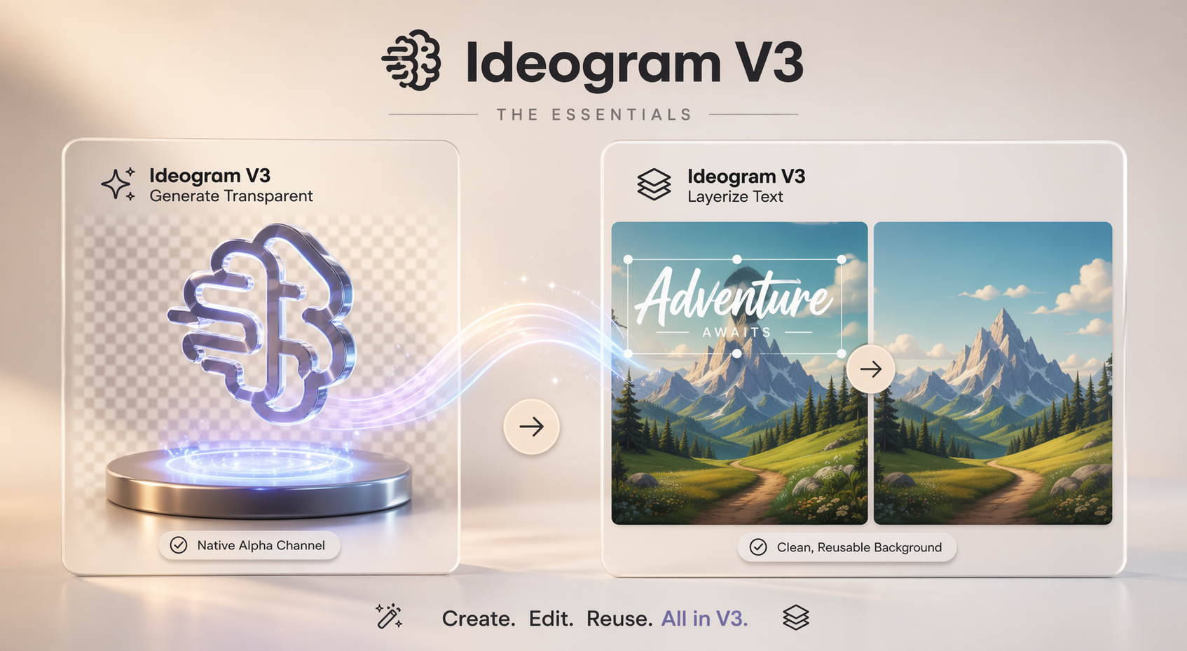 asset_NiTrSePxSD3cSa8YQULePhhJ_A clean, illustrative banner for 'Ideogram V3_ The Essentials'. On the left, a stylized graphic representing 'Ideogram V3 Generate Transparent' creating a transparent, glowing digital.png asset_NiTrSePxSD3cSa8YQULePhhJ_A clean, illustrative banner for 'Ideogram V3_ The Essentials'. On the left, a stylized graphic representing 'Ideogram V3 Generate Transparent' creating a transparent, glowing digital.png