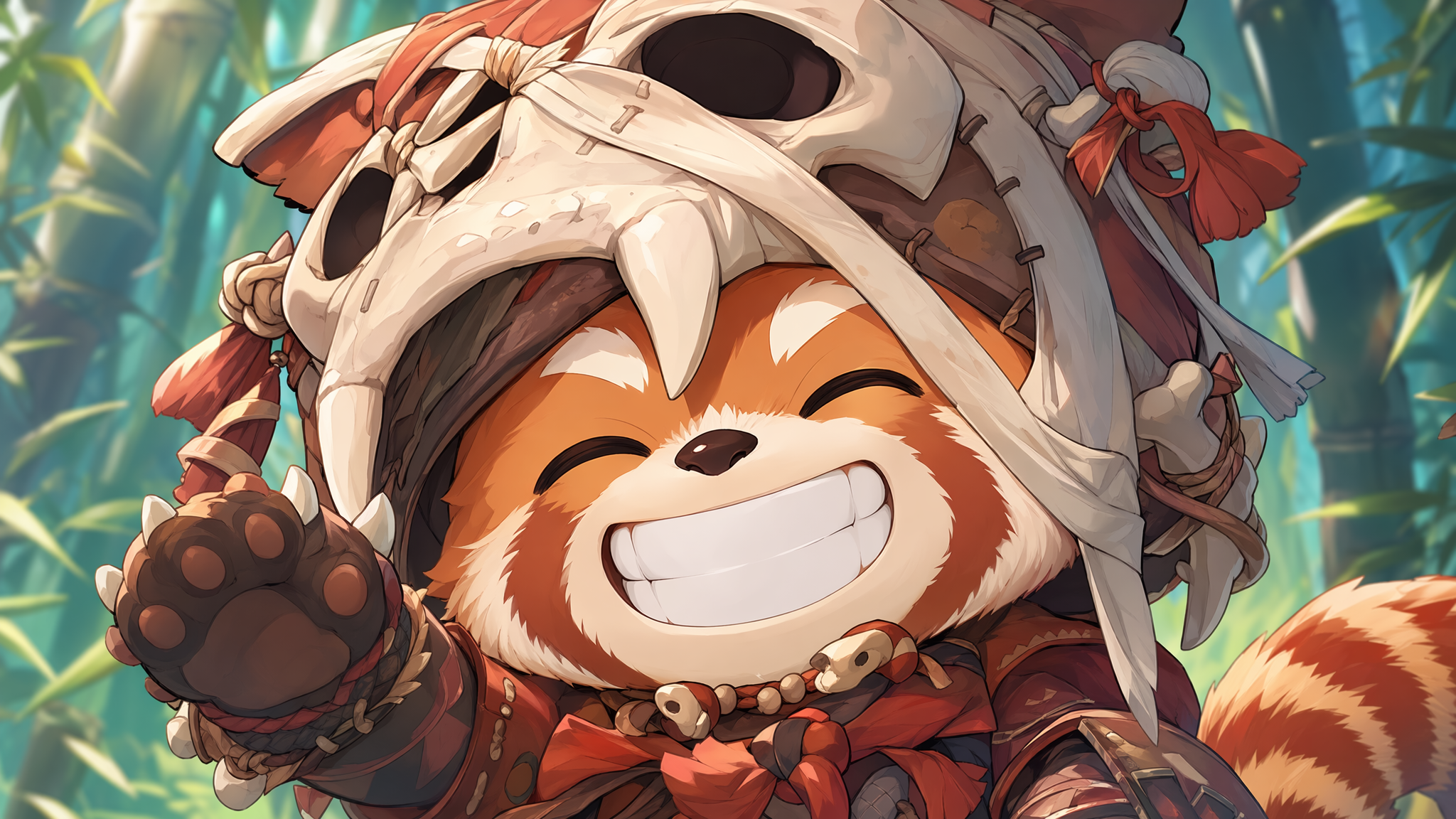asset_2XxdYfBmoy5LYLgvTbt8shRF_Chibi anime mascot close-up_ cheerful cartoon red-panda warrior with goofy huge grin and squinted eyes, oversized helmet of bone + bandages flopping over his head, bamboo background b.png asset_2XxdYfBmoy5LYLgvTbt8shRF_Chibi anime mascot close-up_ cheerful cartoon red-panda warrior with goofy huge grin and squinted eyes, oversized helmet of bone + bandages flopping over his head, bamboo background b.png
