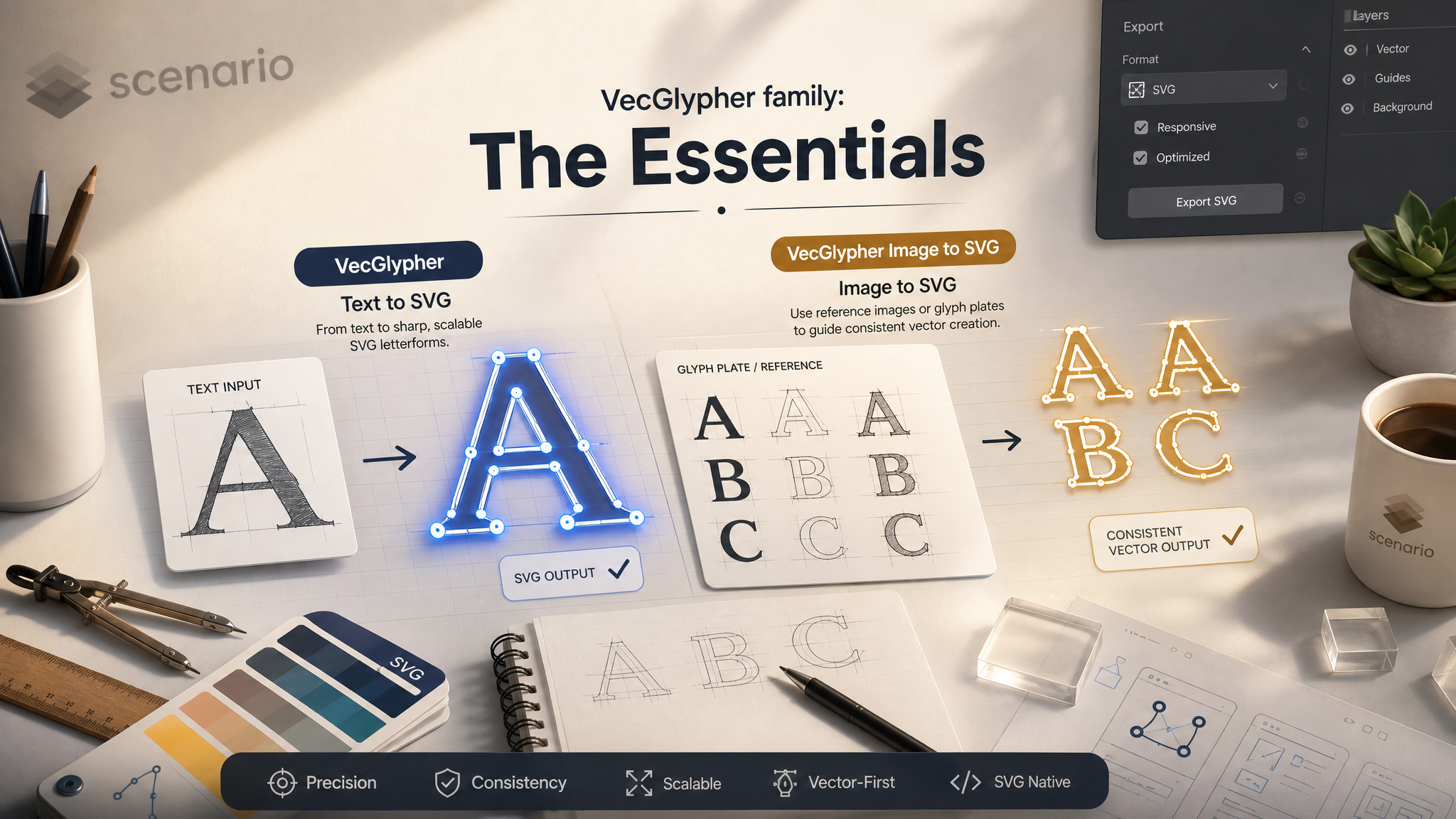 asset_jKJETrFbqHTbxACmZ72uHwHe_A banner for 'VecGlypher family_ The Essentials'. A clean, bright, modern design studio workspace, overhead shot on a light desk surface, with soft shadows and a product photography a.png asset_jKJETrFbqHTbxACmZ72uHwHe_A banner for 'VecGlypher family_ The Essentials'. A clean, bright, modern design studio workspace, overhead shot on a light desk surface, with soft shadows and a product photography a.png