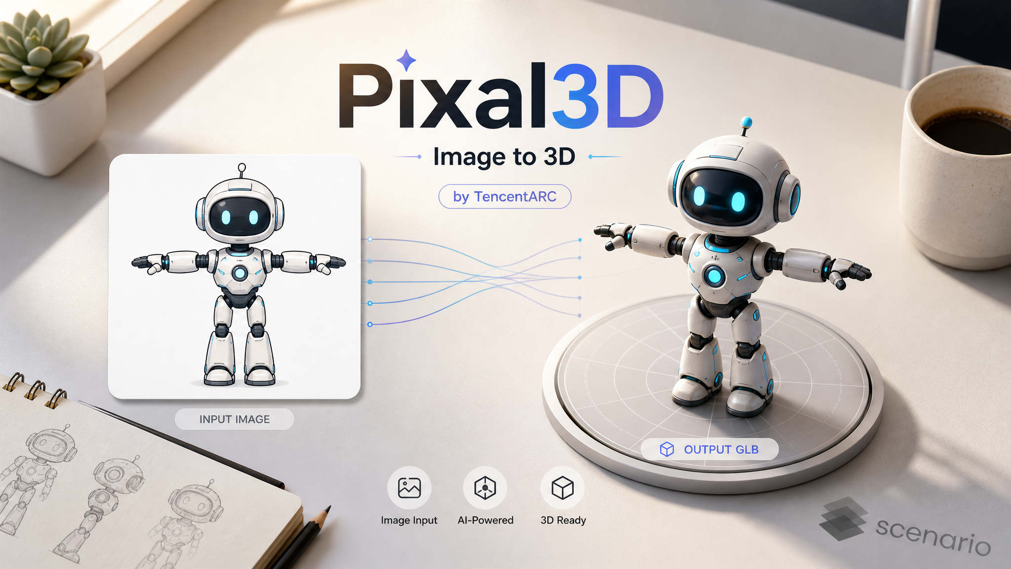 asset_5hcCRBoERtP87iaoENPij4Di_A clean, modern, and stylized banner for 'Pixal3D_ Image to 3D' by TencentARC. The composition features a bright, elevated desktop view with soft, natural lighting. On the left, a pri.png asset_5hcCRBoERtP87iaoENPij4Di_A clean, modern, and stylized banner for 'Pixal3D_ Image to 3D' by TencentARC. The composition features a bright, elevated desktop view with soft, natural lighting. On the left, a pri.png