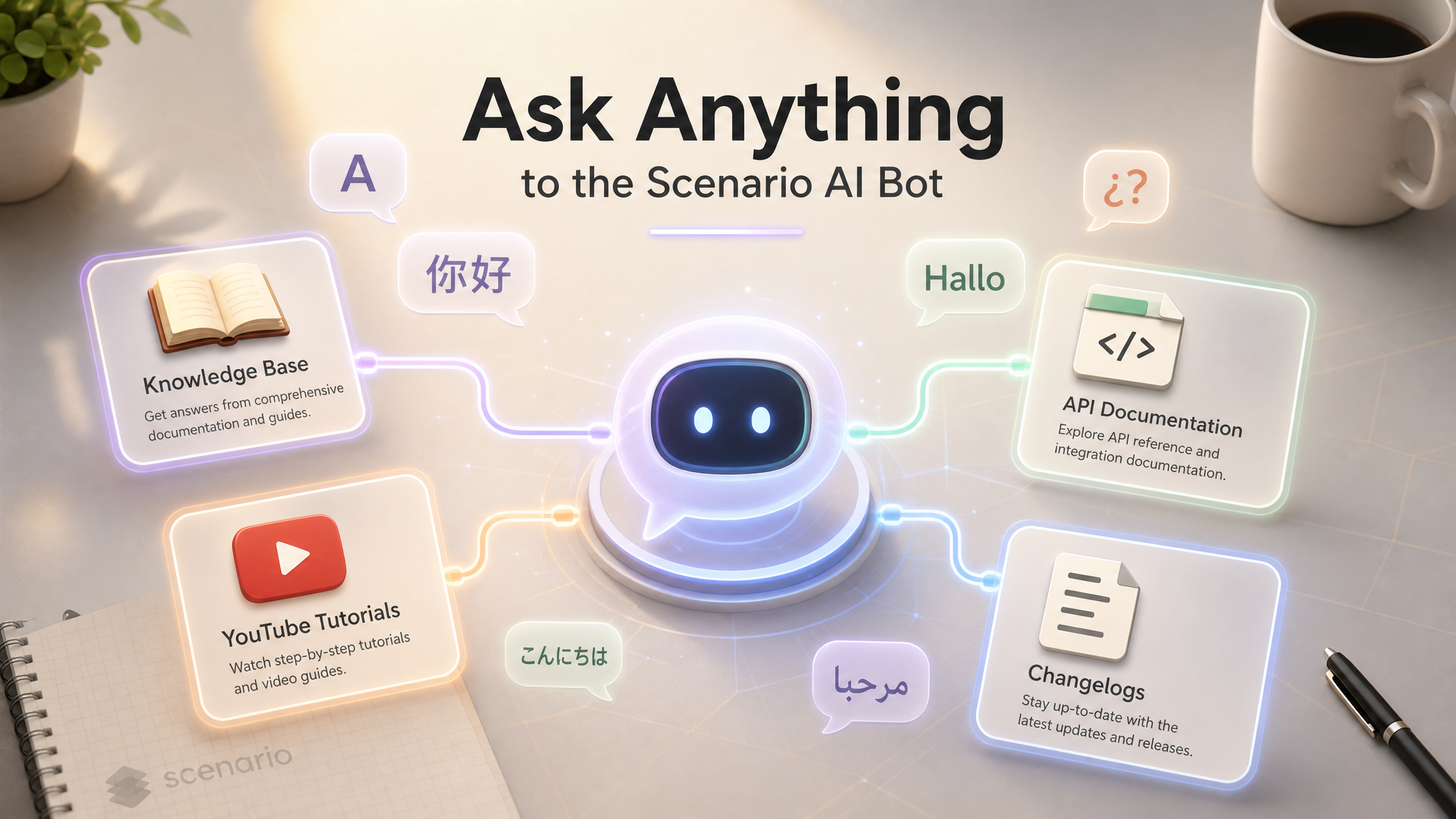 asset_L1xKNmC19eidmSG7uiVEuWyA_A digital banner for 'Ask Anything to the Scenario AI Bot'. The layout is clean and organized, mimicking a digital workspace with interactive UI elements or information cards, similar.png asset_L1xKNmC19eidmSG7uiVEuWyA_A digital banner for 'Ask Anything to the Scenario AI Bot'. The layout is clean and organized, mimicking a digital workspace with interactive UI elements or information cards, similar.png