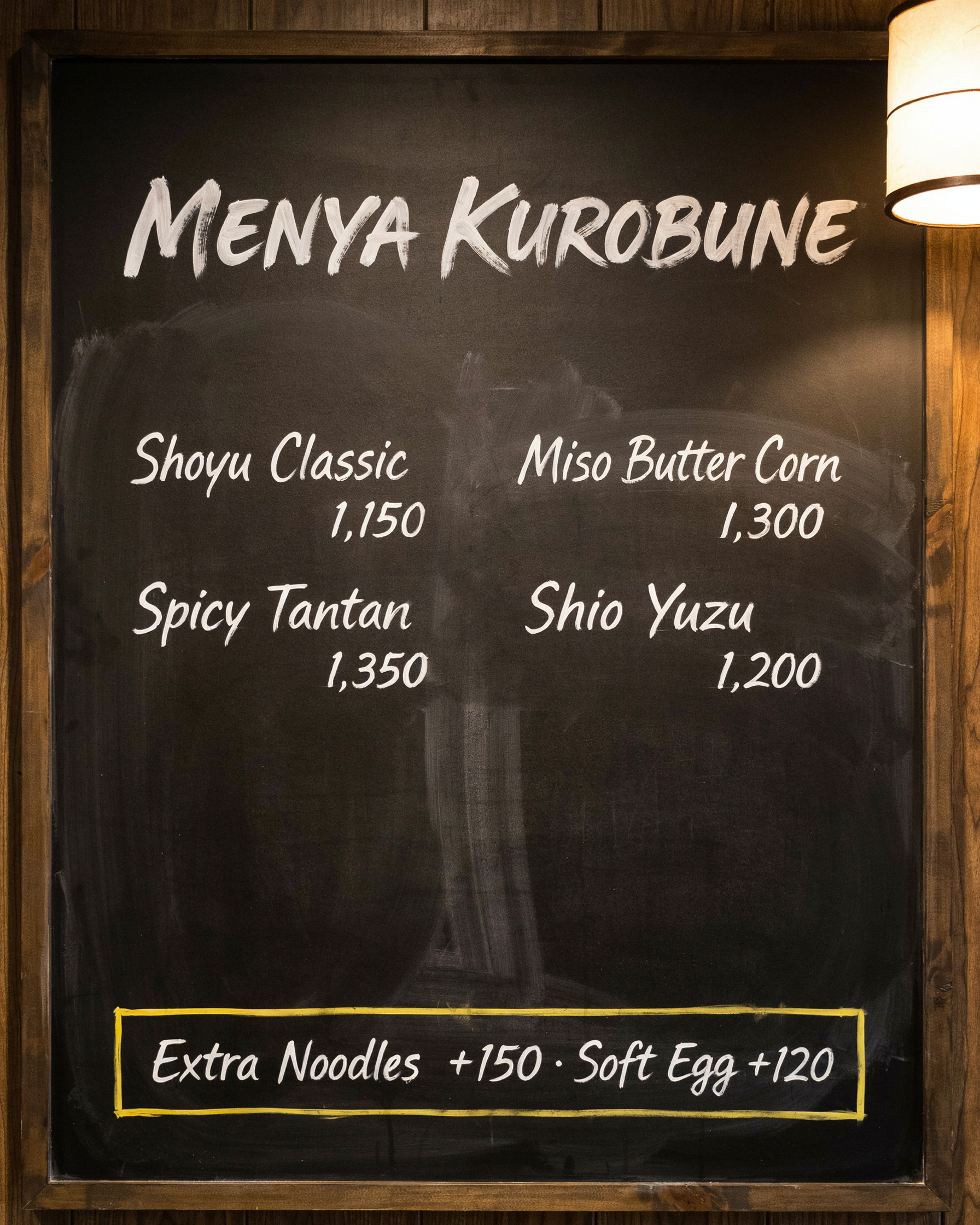 Chalkboard ramen menu