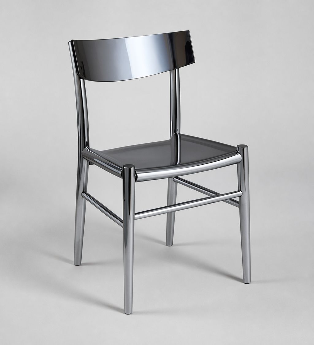 Oak chair to mirror chrome