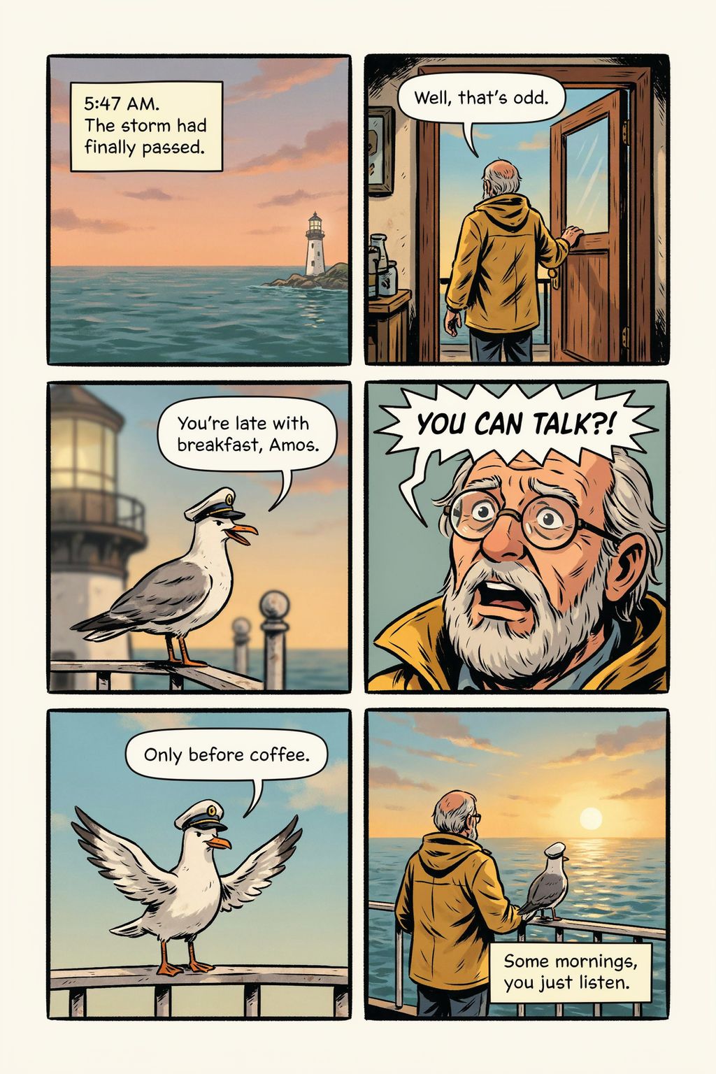 Six-panel comic page